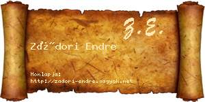 Zádori Endre névjegykártya